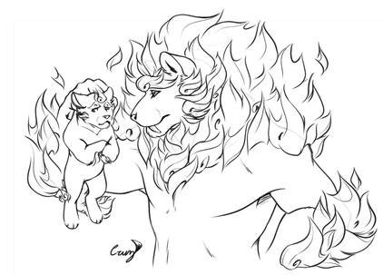 Briar with one of her nephews in their were forms