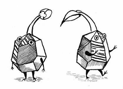 Rock Pikmin inked with a fountain pen